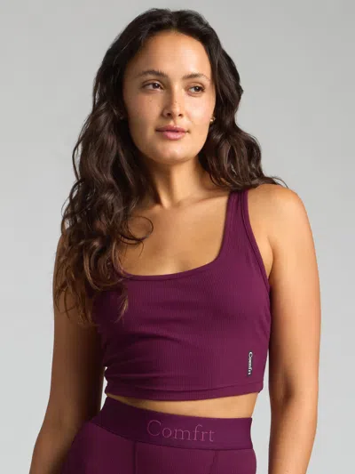 Comfrt Rib Contour Crop Tank In Purple