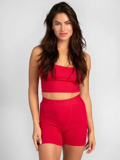Comfrt Rib Contour Crop Tank In Red