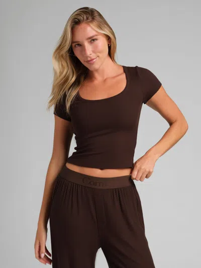 Comfrt Slinky Rib Baby Tee In Brown