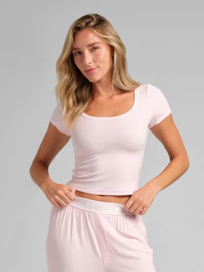 Comfrt Slinky Rib Baby Tee In Pink