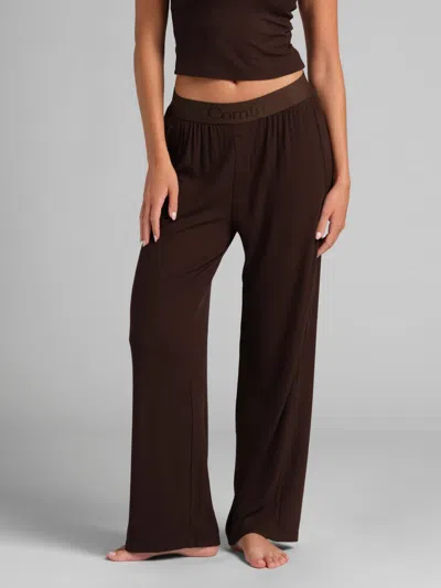 Comfrt Slinky Rib Lounge Pant In Brown
