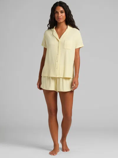 Comfrt Slinky Rib Short Sleeve Pj Set In Yellow