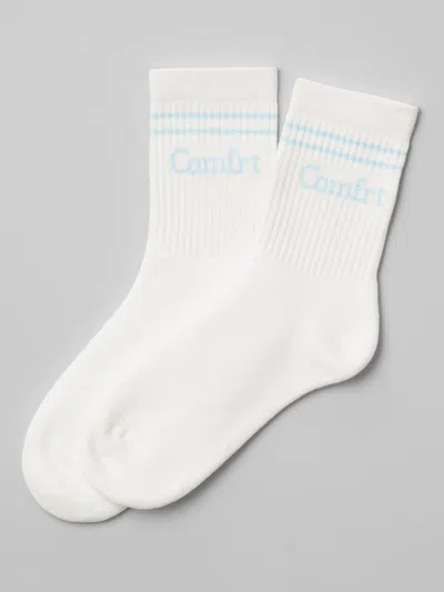 Comfrt Stripe Trim Ankle Socks In White,baby Blue