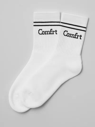 Comfrt Stripe Trim Ankle Socks In White,black