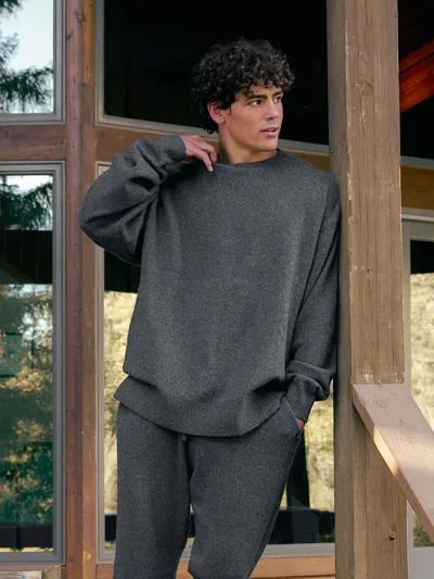 Comfrt Sweater Knit Crew Sweatshirt In Asphalt