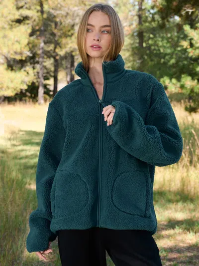 Comfrt Teddy Full Zip Jacket In Green