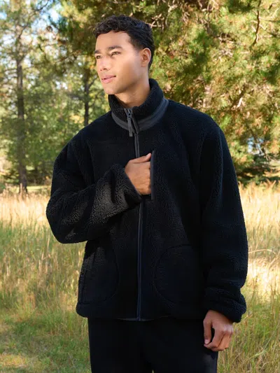 Comfrt Teddy Full Zip Jacket In Black