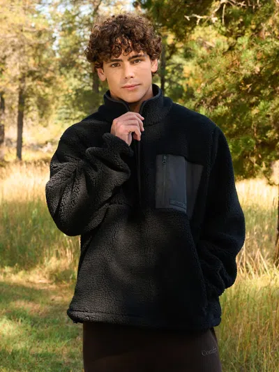 Comfrt Teddy Half Zip Jacket In Black