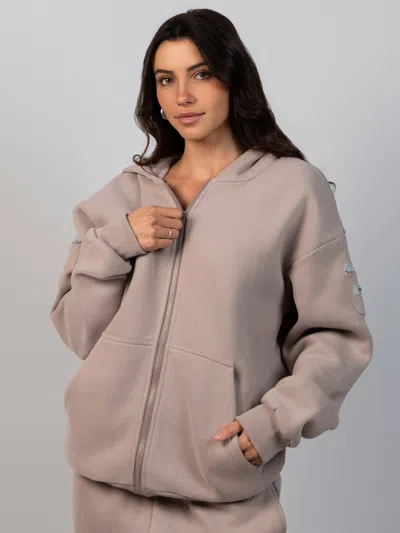 Comfrt Travel Essentials Zip Hoodie In Brown