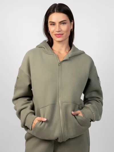 Comfrt Travel Essentials Zip Hoodie In Green