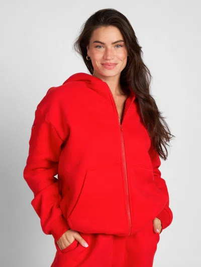 Comfrt Travel Essentials Zip Hoodie In Red