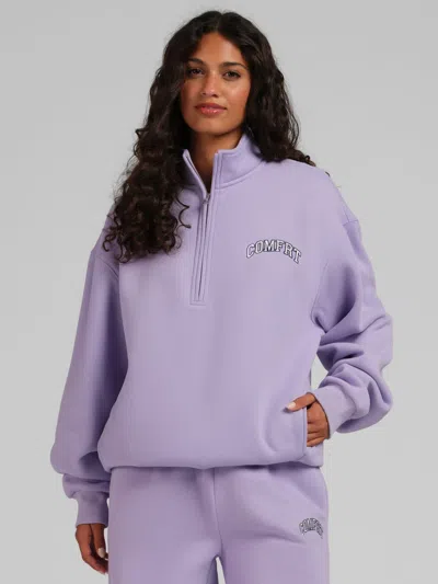 Comfrt Varsity Quarter Zip In Purple