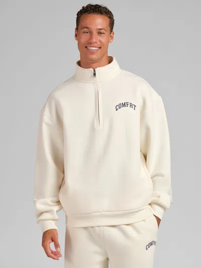 Comfrt Varsity Quarter Zip In White