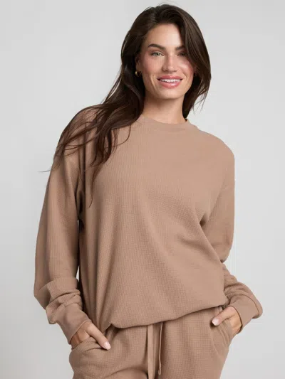 Comfrt Waffle Lounge Long Sleeve In Brown