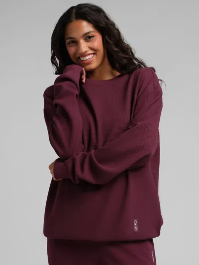 Comfrt Waffle Lounge Long Sleeve In Burgundy