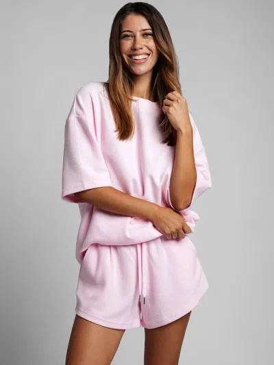 Comfrt Waffle Lounge Short In Pink