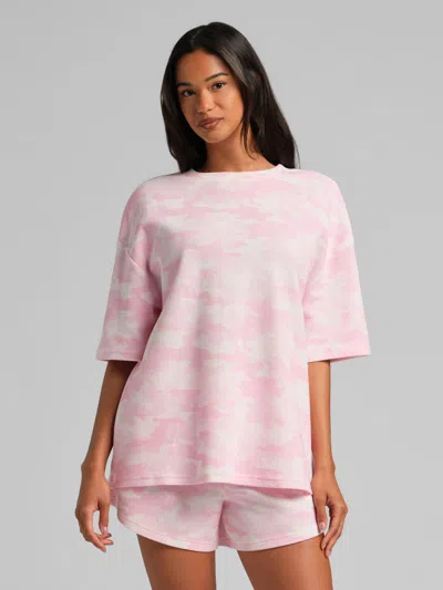 Comfrt Waffle Lounge Tee Shirt In Pink