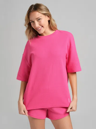 Comfrt Waffle Lounge Tee Shirt In Pink