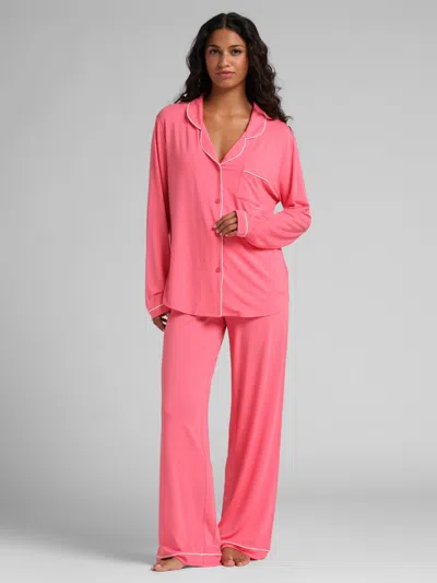 Comfrt Women's  Luna Lounge Long Sleeve Pant Pj Set In Pink