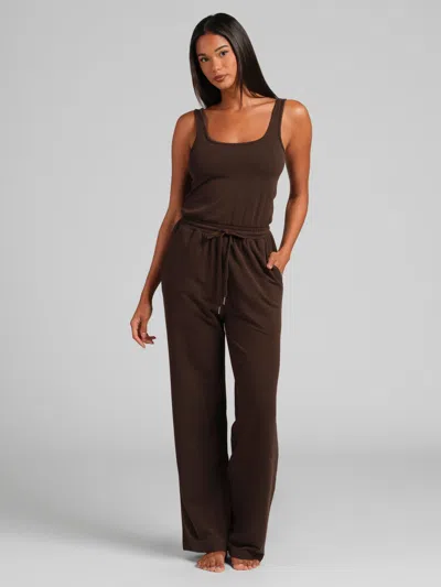 Comfrt Women's  Luxe Terry Jumpsuit In Brown