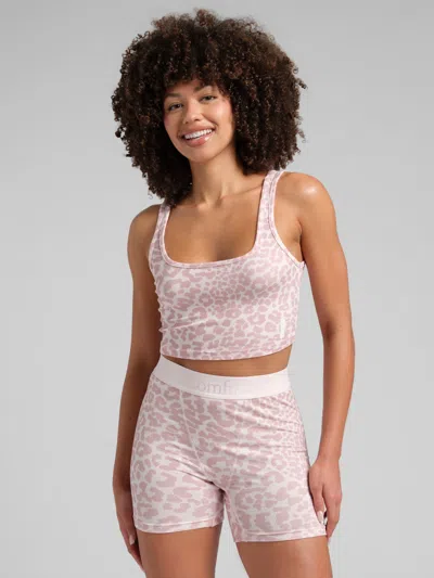 Comfrt Women's  Rib Contour Crop Tank In Pink
