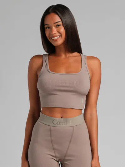 Comfrt Women's  Rib Contour Crop Tank In Gray