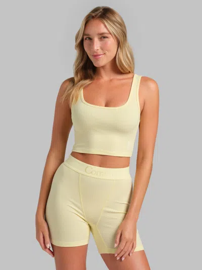 Comfrt Women's  Rib Contour Crop Tank In Yellow