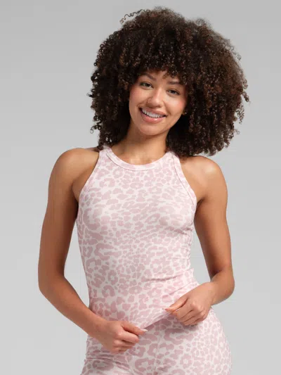 Comfrt Women's  Rib Contour High Neck Tank In Animal Print