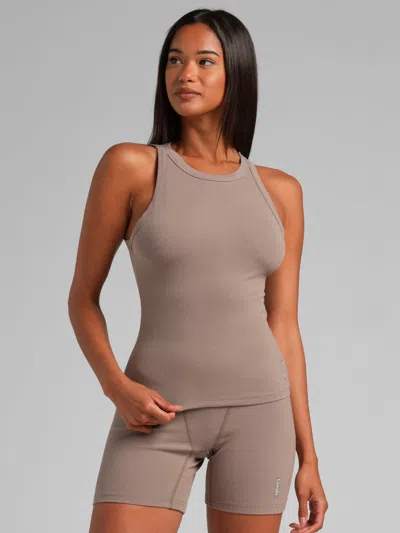 Comfrt Women's  Rib Contour High Neck Tank In Gray