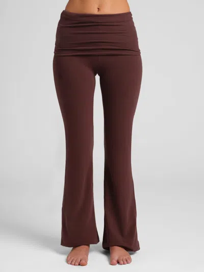Comfrt Women's  Softstretch Foldover Pant In Brown