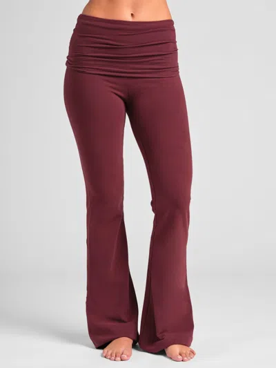 Comfrt Women's  Softstretch Foldover Pant In Burgundy