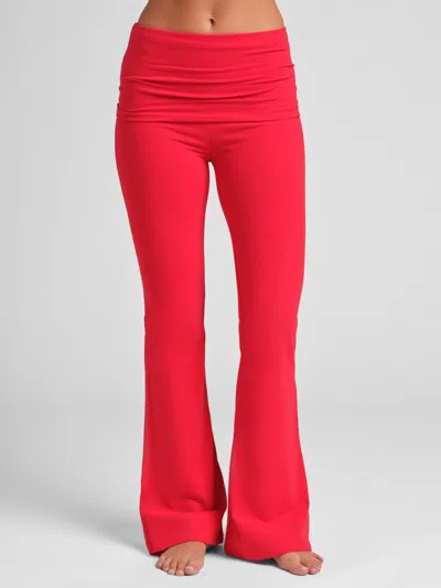 Comfrt Women's  Softstretch Foldover Pant In Red