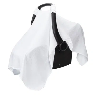 Comfy Cubs Baby Car Seat Cover - Soft, Breathable Bamboo Rayon And Muslin Cotton Blend - Lightweight Canopy For In White