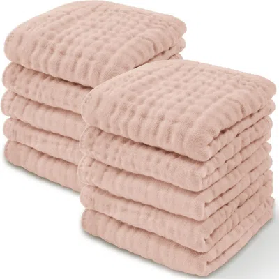 Comfy Cubs Muslin Washcloths In Blush