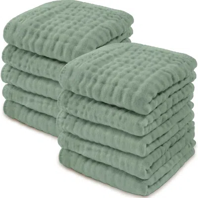 Comfy Cubs Muslin Washcloths In Fern