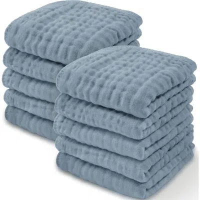Comfy Cubs Muslin Washcloths In Pacific Blue
