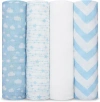 Comfy Cubs Muslin Swaddle Blankets, 4 Pack In Blue