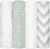 Comfy Cubs Baby Muslin Swaddle Blanket, 4 Pack In Sage