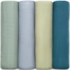 Comfy Cubs Muslin Swaddle Blankets, 4 Pack In Sage, Fern, Neptune