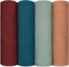 Comfy Cubs Muslin Swaddle Blankets, 4 Pack In Wine, Neptune, Fern, Caramel