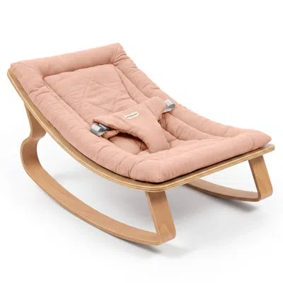 Comfy Cubs Baby Rocker For Ages 0-24 Months - Wooden Baby Recliner With Soft Removable Quilted Muslin Cotton Cu In Pink