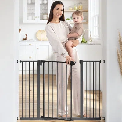 Comfy Cubs Baby Safety Gate - 3 Extensions 42" X 1.9" X 30", Adjustable Q195 Steel Doorway Gate,  Powder-coated In Black