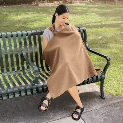 Comfy Cubs Breathable Nursing Cover - 100% Muslin Cotton With Rigid Hoop In Cedar