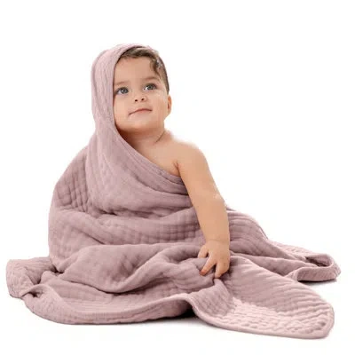 Comfy Cubs Hooded Baby Towel, Large 32 X 32 Inch - 6 Layer 100% Muslin Cotton - Soft & Absorbent Baby Bath Towe In Brown