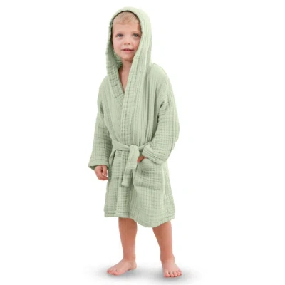 Comfy Cubs Muslin Bath Robe For Kids In Sage