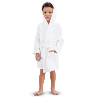 Comfy Cubs Muslin Bath Robe For Kids In White