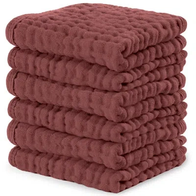 Comfy Cubs Muslin Baby Washcloths - Soft 6-layer Cotton Wash Cloths For Sensitive Skin - 10"x10" Large, Gentle, In Brown