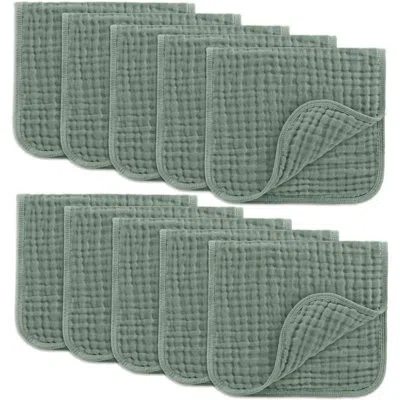 Comfy Cubs Muslin Burp Cloths 20" X 10"  - Large, 6-layer, Ultra Absorbent 100% Cotton For Baby Spit-up, Drool, In Fern