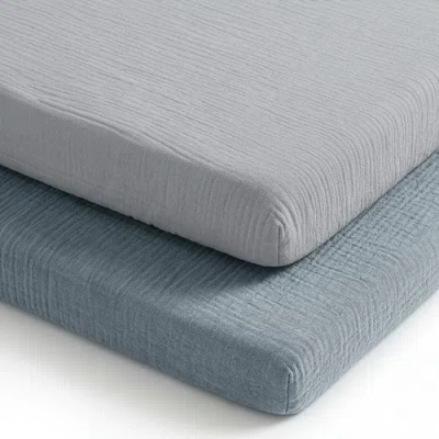 Comfy Cubs Muslin Cotton Bassinet Sheets, 2 Pack In Gray