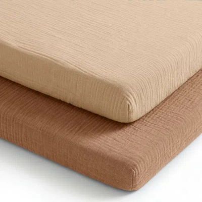 Comfy Cubs Muslin Cotton Bassinet Sheets, 2 Pack In Neutral